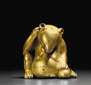 11418_1 Gilt Bronze Seated Bear